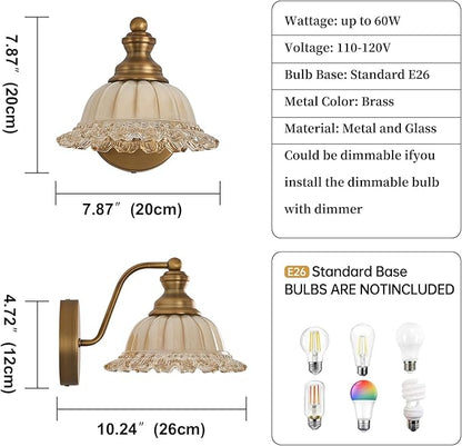Vanity Light Brass Wall Sconces Vintage 1-Light Bathroom Sconces