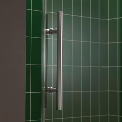 Woodbridge 57.5-60" W x 80" H Frameless Single Sliding Soft-Close Shower Door with Tempered Glass & Explosion Proof Film in Brushed Nickel Finish