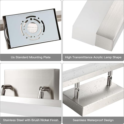 48 inch Bathroom Vanity Light, LED Modern Bathroom Light Fixtures Over Mirror, Dimmable 46W 5000K Cool White Vanity Lighting Fixture, Brushed Nickel Adjustable Vanity Light Bar-UL Certified