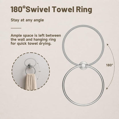 Toilet Paper Holder and Hand Towel Ring Bathroom Set | Brushed Nickel,Stainless Steel,Wall Mount,Bathroom Accessories,Hand Towel Ring and Toilet Paper Holder Set,Easy to install