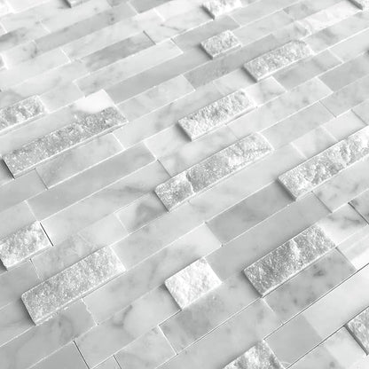 SUNWINGS 5-Sheet Peel and Stick Mosaic Natural 3D Stone Self Adhesive Marble Tiles, 11.5" x 10.7" Stick on Backsplash for Kitchen Bathroom Fireplace Vanity, Mixed Gray