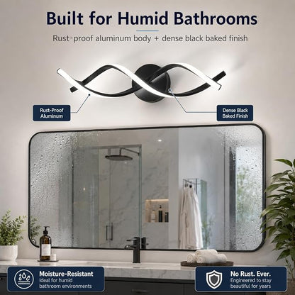 Modern Black LED Vanity Lighting,Bathroom Light Fixture Over Mirror,21 Inch,6000K Cool White
