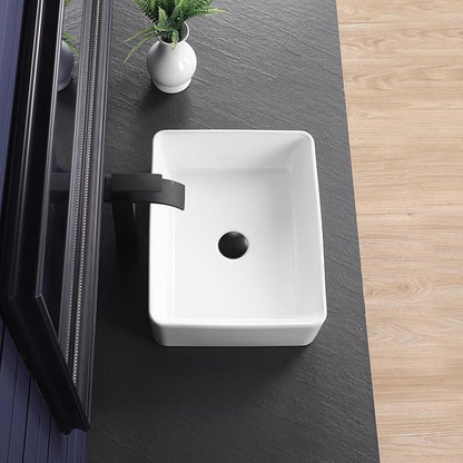 Vessel Sink 19"x15" Rectangular Bathroom Sink Modern White Porcelain Ceramic Above Counter Drop-in Vanity Sink for Bathrooms Art Basin