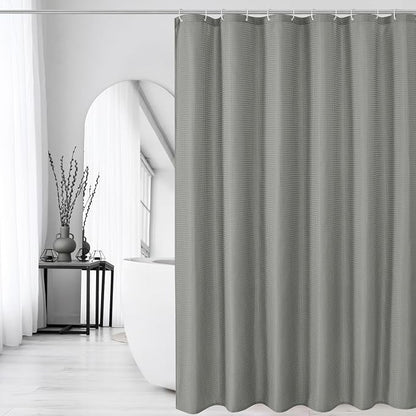 Small Stall 230GSM Grey Shower Curtain, 36 x 72 | 230GSM Narrow Half Fabric Shower Curtain for Bathroom, Water Repellent, Machine Washable