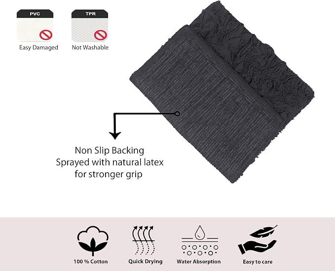 Home Weavers Bell Flower Collection 100% Cotton Tufted Bath Rugs, Extra Soft and Absorbent Bath Rugs, Non-Slip Bath Mats, Machine Washable, Bath Mats for Bathroom Floor and Tub, 22" Round, Gray