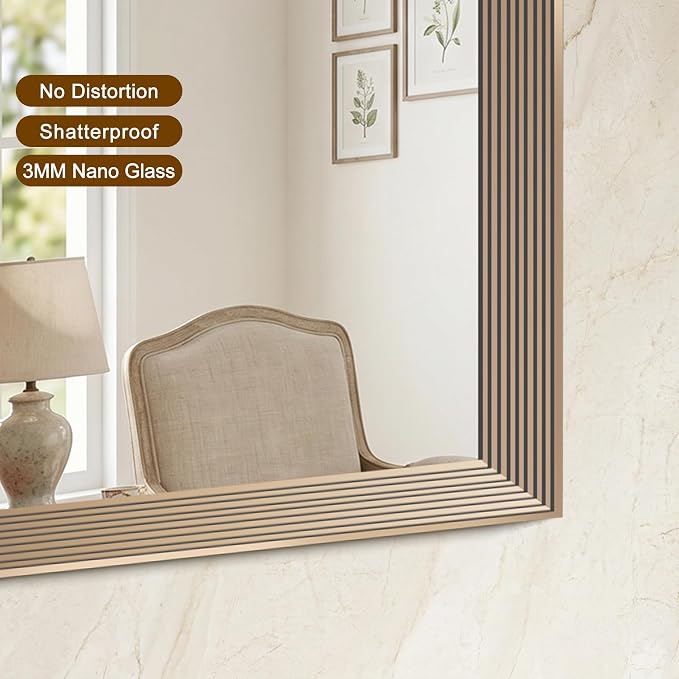 DESBING 30"x36" Gold Bathroom Mirrors for Over Sink | Tempered Glass, Metal Frame, Rectangle Vanity Wall Mirror for Bathroom, Living Room, Bedroom, Horizontally or Vertically