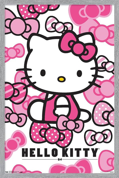 Hello Kitty: 16 Core - Bows Wall Poster, 34L" x 22.4W", Gray Framed Version