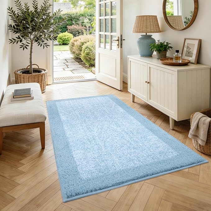 48x32 Large Bathroom Rugs Washable Non Slip, Light Blue Bath Mat for Bathroom Floor Tub, Soft Absorbent Quick Dry Mats for Shower, Bathtub,Home Decor