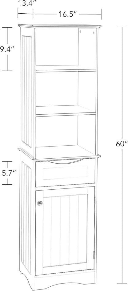 RiverRidge, Gray Ashland Bathroom Freestanding Storage Cabinet with Three Open Shelves and Drawer, Size