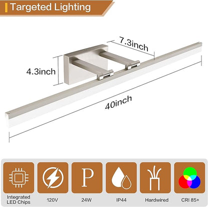 SOLFART Bathroom Lights Over Mirror: 32 Inch Bathroom Vanity Light- Brushed Nickel 6000K LED Lighting Fixtures IP44 Damp Rated, ETL Certified