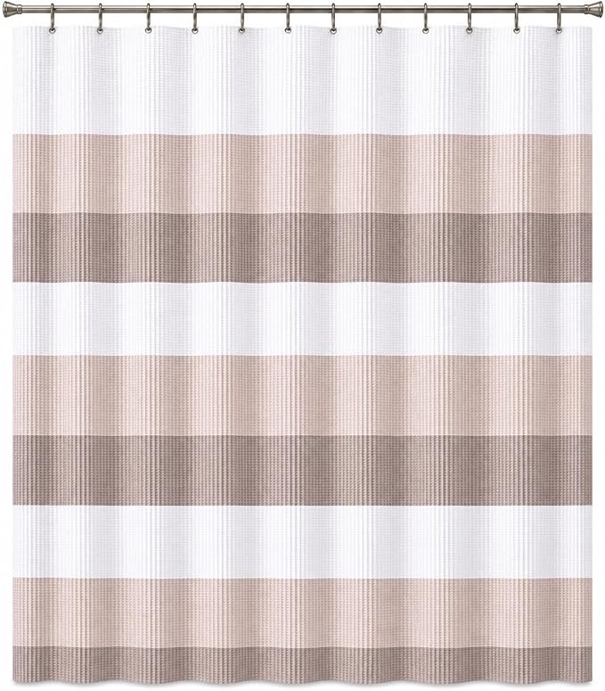 Dainty Home Waffle Weave Waterproof Shower Curtains for Bathroom Clearance, Natural Taupe 70" x 72", Clearance Shower Curtains, Bath Curtains, Shower Curtain Waterproof Fabric