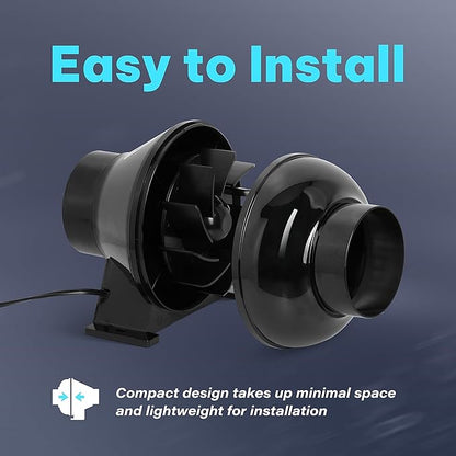 iPower 4 Inch 195 CFM Duct Inline Ventilation Fan Air Circulation Vent HVAC Exhaust Blower for Grow Tent, Greenhouses, Basements or Kitchens, Black
