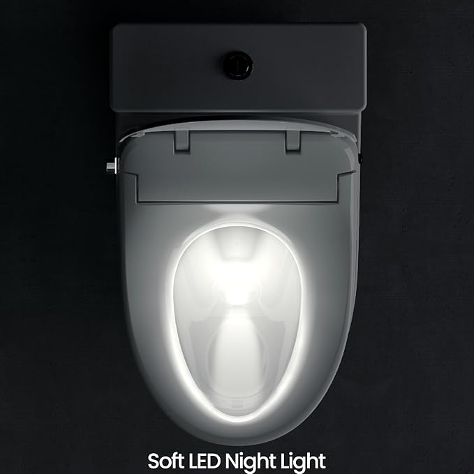 R&T Electric Bidet Seat for Small Round Toilet, Adjustable Warm Water, Air Dryer, Heated Seat, Night Light, Deodorization V305-2