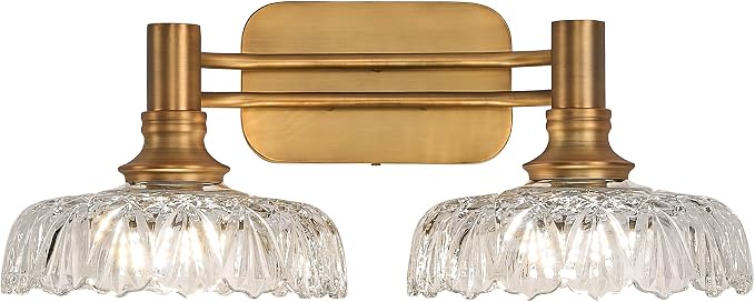 Vintage Wall Sconces 2-Light Bathroom Light Fixtures Brass Vanity Light Over Mirror for Bathroom Bedroom Hallway Farmhouse Vintage Lights