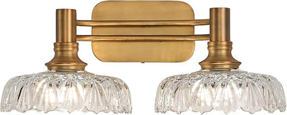 Vintage Wall Sconces 2-Light Bathroom Light Fixtures Brass Vanity Light Over Mirror for Bathroom Bedroom Hallway Farmhouse Vintage Lights