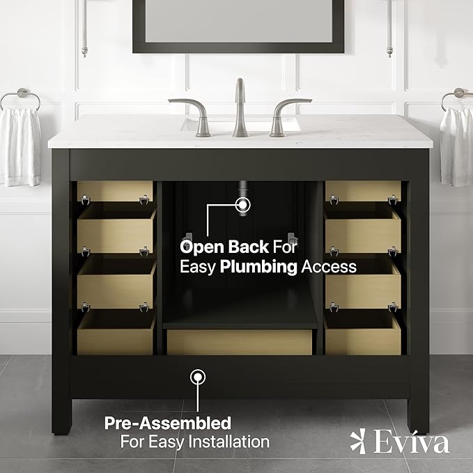 Eviva Aberdeen 42 in. Espresso Single Sink Bath Vanity with Carrara Quartz Top and Undermount Porcelain Sink