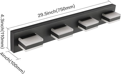 SOLFART Black Bathroom Light Fixtures 4 Lights Bathroom Vanity Light LED Vanity Lights Matt Black Vanity Lighting