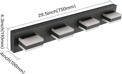 SOLFART Black Bathroom Light Fixtures 4 Lights Bathroom Vanity Light LED Dimmable Matt Black Vanity Lights 32W Cool White 6000K & 0%-100% Brightness Dimmable ETL Listed