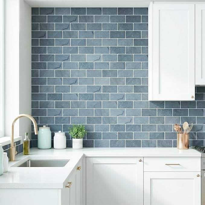 Arttown Peel and Stick 3D Wall Backsplash, 10-Sheet, 12" × 12" Marble Grey | Subway Tiles Self Adhesive Thicker Design Wall Tile Panel Wallpaper for Bathroom Balcony Kitchen Rental Housing