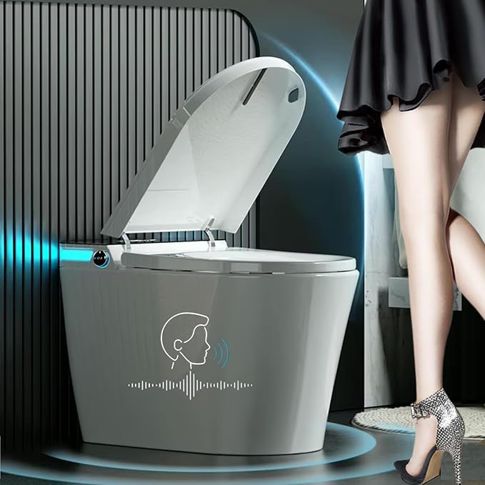 Electric Bidet Smart Toilet, Voice Control, Auto Open/Close Lid & Seat with Radar and Foot Sensor, Auto Flushing, 6 Modes Warm Water Wash, Dryer, Heated Seat, 20-year warranty. (TD-769EV)