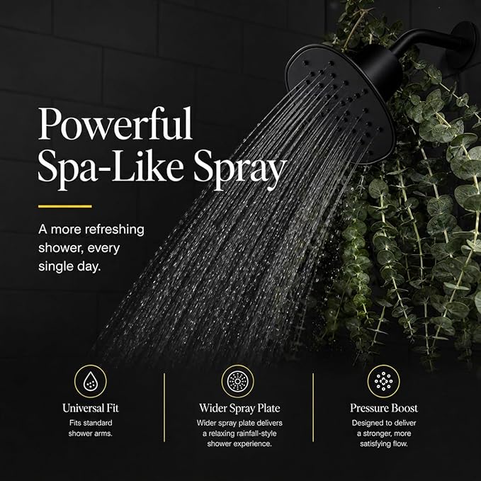 Afina Filtered Shower Head, High Pressure Rainfall (Gold) | KDF-55 Shower Filter & Water Filter Showerhead for Hard Water, Reduces Chlorine for Softer Skin & Hair