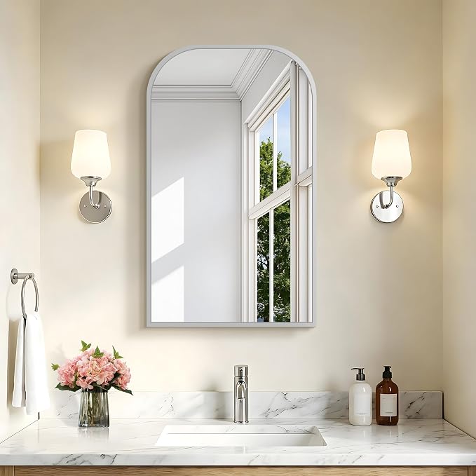 COFENY Bathroom Mirror, 18x30 inch Silver Rectangle Wall Mounted Mirror with Thin Frame, Bathroom Vanity Mirrors for Over Sink, Entryway, Living Room, Bedroom