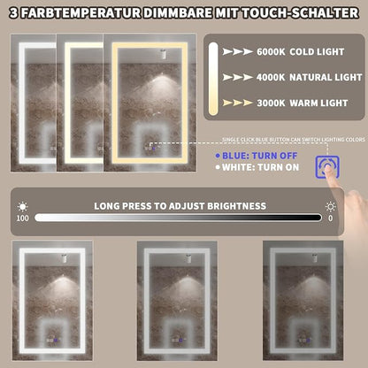 Smart LED Medicine Cabinet with Mirror, 24W×36H Inch Modern Bathroom Storage Medicine Cabinet, 3 Color Stepless Dimming & Anti-Fog, 5x MagnifIer, Night Light, DTC Soft-Close Right Hinges