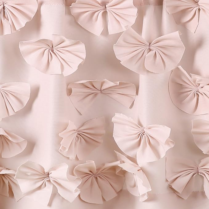 Lush Decor Riley Window Valance - Charming Handmade Bow Details - Elegant Light Filtering Single Panel- 54" W x 18" L , Blush