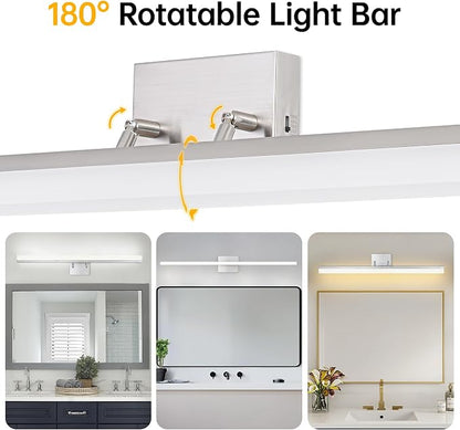 36 inch Bathroom Vanity Light, 5CCT LED Modern Bathroom Light Fixtures Over Mirror, Dimmable 36W 2700K-5000K Vanity Lighting Fixture, Brushed Nickel Adjustable Vanity Light Bar-UL Certified
