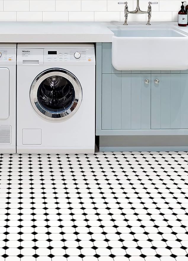 FloorPops Hudson Peel & Stick Floor Tiles, Black