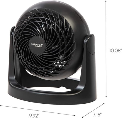 IRIS USA WOOZOO Desk Fan, Air Circulator, 3 Speeds, 52ft Max Air Distance, 360° Adjustable Tilt, 30 db Quiet Motor, Fan for Bedroom, Office, Dorm, Medium, Black
