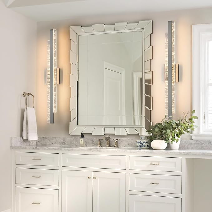 Modern Bathroom Vanity Light: Brushed Nickel 32 inch 28W Dimmable LED Bath Bar Light Fixtures Over Mirror - Wall Sconce Picture Lights for Powder Room Bedroom 3000k