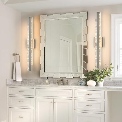 Modern Bathroom Vanity Light: Brushed Nickel 32 inch 28W Dimmable LED Bath Bar Light Fixtures Over Mirror - Wall Sconce Picture Lights for Powder Room Bedroom 3000k