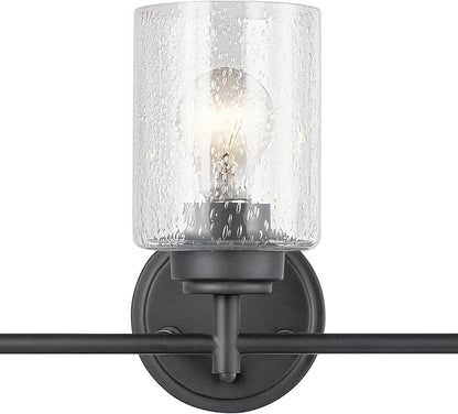 Kichler Winslow 21.5” Vanity Light in Black with Clear Seeded Glass, 3-Light Modern Bathroom Lighting Fixture, 45886BK