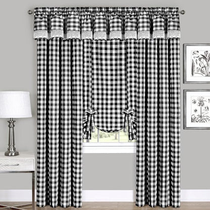 Sweet Home Collection Kitchen Window Curtain Panel Treatment, 63", Black/White
