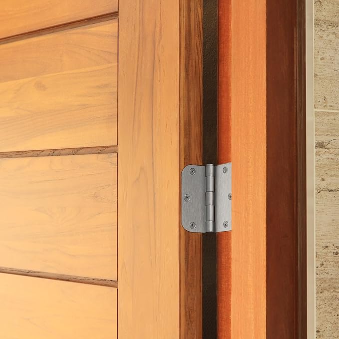 Design House Interior Door Hinges, 3.5 in. x 3.5 in., Rounded, 5/8-in. Radius, Steel, Pre-Lubricated, Door Hardware, Satin Nickel, 10-Pack, 181420