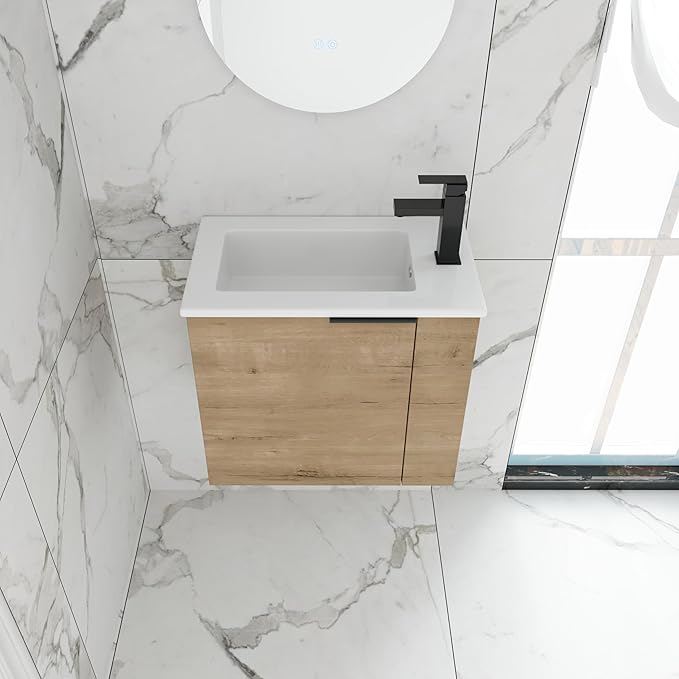22" Vanity with Sink, 22 Inch Floating Bathroom Cabinet for Small Spaces, Soft Close Door, Modern Wall Mounted Vanity Set for Apartments, Toilet Storage Cabinet
