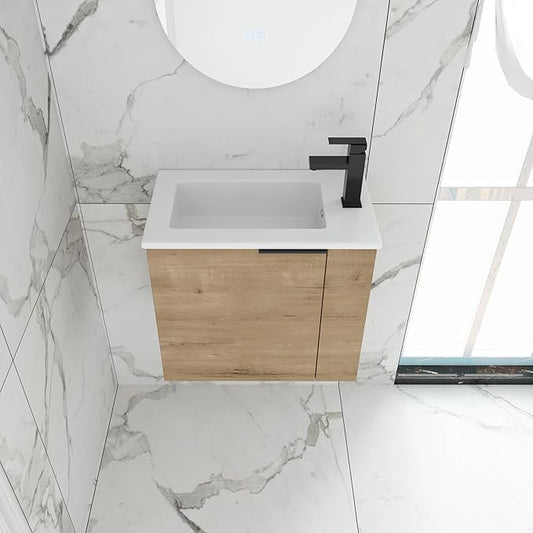 22" Vanity with Sink, 22 Inch Floating Bathroom Cabinet for Small Spaces, Soft Close Door, Modern Wall Mounted Vanity Set for Apartments, Toilet Storage Cabinet