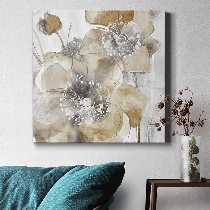 Renditions Gallery Taupe Spring Poppy Wall Art, Premium Gallery Wrapped Canvas Decor, Ready to Hang, 24 in H x 24 in W, Made in America Print (AZS-WC15-18276-R-2424-MK)