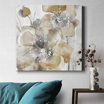 Renditions Gallery Taupe Spring Poppy Wall Art, Premium Gallery Wrapped Canvas Decor, Ready to Hang, 24 in H x 24 in W, Made in America Print (AZS-WC15-18276-R-2424-MK)