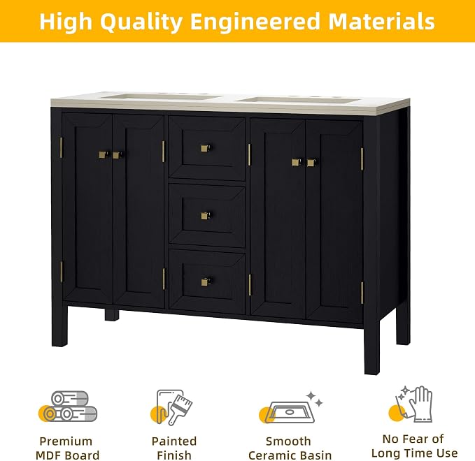 DWVO 47 Inch Bathroom Vanity with Double Sink | Bathroom Storage Cabinet