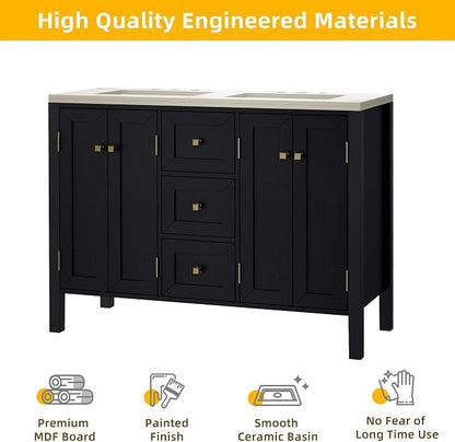 DWVO 47 Inch Bathroom Vanity with Double Sink | Bathroom Storage Cabinet
