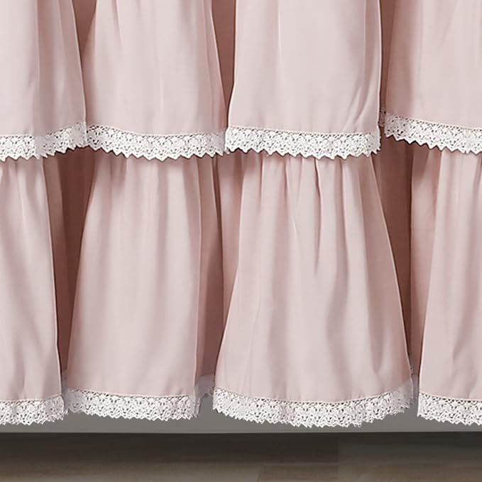 Lush Decor Lace Ruffle Shower Curtain Single 72" W x 72" L Blush - Pink Shower Curtains for Bathroom - Ruffle Bathroom Curtain - Coquette Bathroom Decor