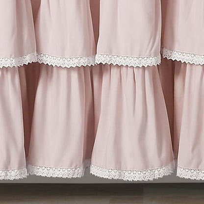 Lush Decor Lace Ruffle Shower Curtain Single 72" W x 72" L Blush - Pink Shower Curtains for Bathroom - Ruffle Bathroom Curtain - Coquette Bathroom Decor