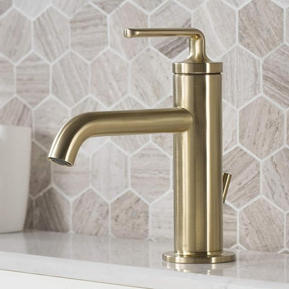 KRAUS Ramus Single Handle Bathroom Sink Faucet with Lift Rod Drain in Brushed Gold, KBF-1221BG-2PK