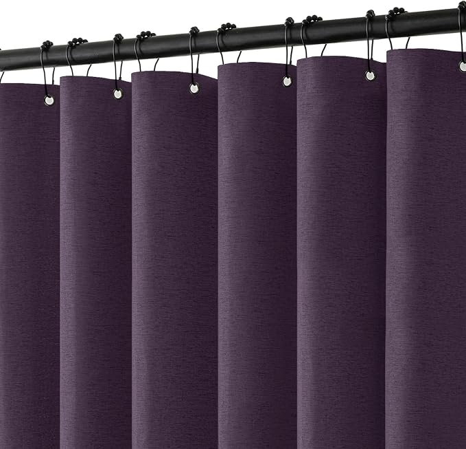 MIULEE Linen Fabric Shower Curtain Purple W72*L72 12 Metal Hooks | Modern, Heavy Duty, Curtain Set, Waterproof Thick Cloth Shower Curtains, Bathroom Bathtub, Washable