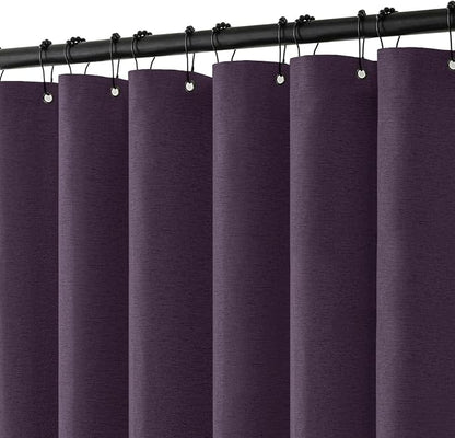 MIULEE Linen Fabric Shower Curtain Purple W72*L72 12 Metal Hooks | Modern, Heavy Duty, Curtain Set, Waterproof Thick Cloth Shower Curtains, Bathroom Bathtub, Washable