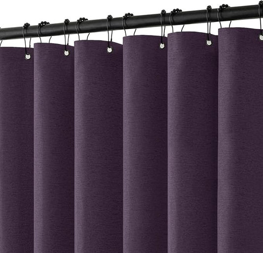 MIULEE Linen Fabric Shower Curtain Purple W72*L72 12 Metal Hooks | Modern, Heavy Duty, Curtain Set, Waterproof Thick Cloth Shower Curtains, Bathroom Bathtub, Washable