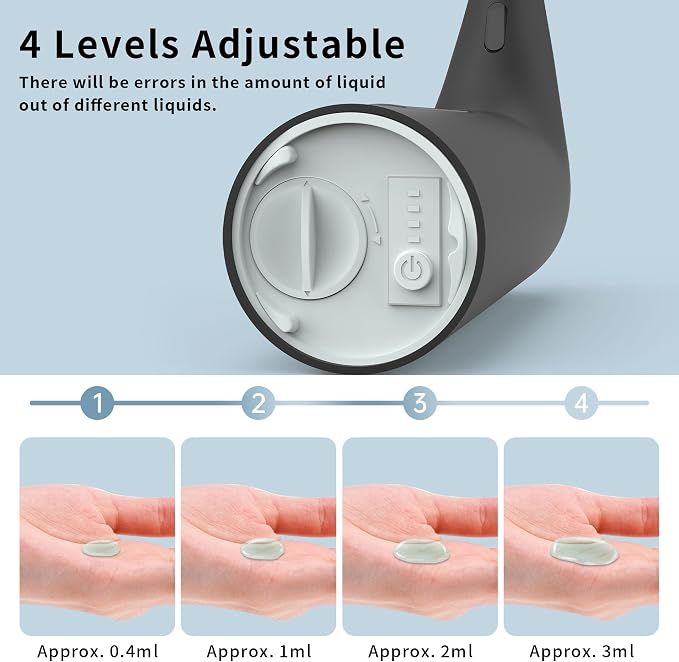Automatic Liquid Soap Dispenser, 4-Level,13.5oz Touchless | Plastic,400ml Black Electric Battery Operated Hand & Dish Countertop Soap Dispensers with Sensor for Bathroom,Kitchen Sink