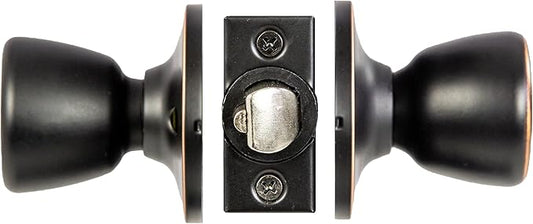 Design House Terrace Interior Door Knobs, Universal Passage Door Handle – Round Closet Door Knobs for Home Improvement - Oil Rubbed Bronze Dummy Door Knob, Design House 728717
